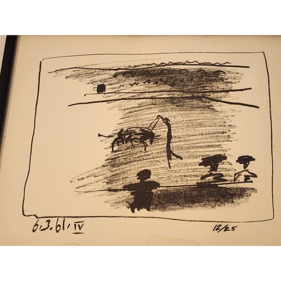 Vintage 1961 PABLO PICASSO Abstract Les Banderilles A Los Toros IV Lithograph - Picture 4 of 7
